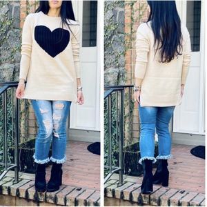 Cream Heart Sweater
